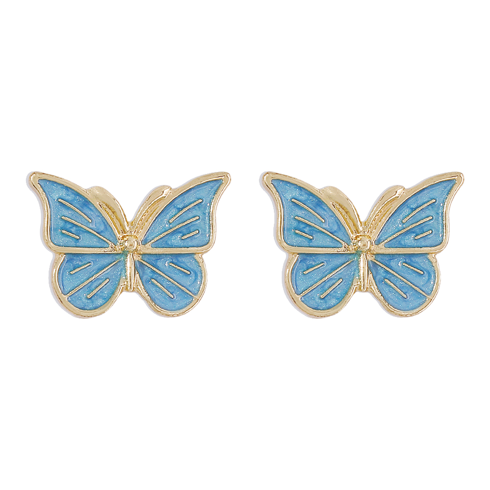 fashion simple drop oil butterfly alloy stud earringspicture4