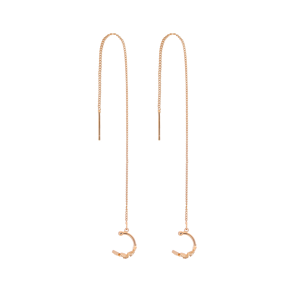 Pair of new fashion copper microinlaid zircon branch pendant tassel pierced earringspicture5