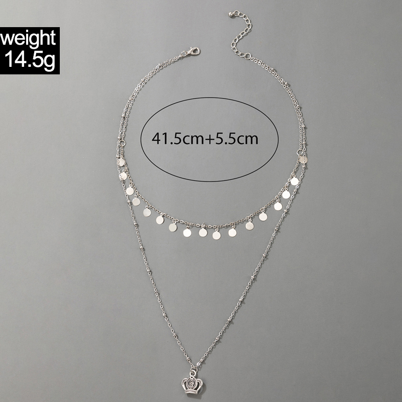 Korean hollow flower pearl alloy crown pendant necklace