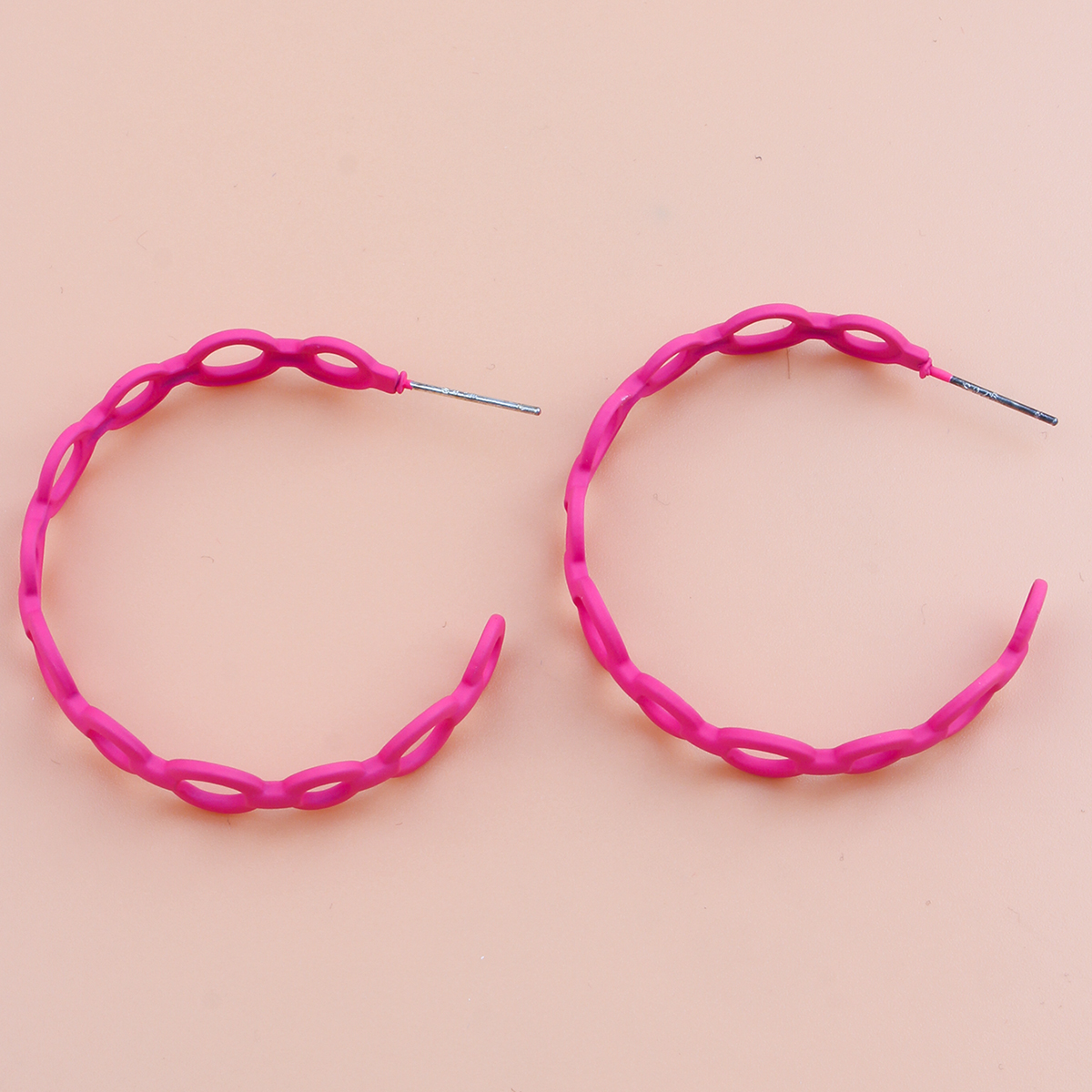 new alloy cross simple pink hollow earrings