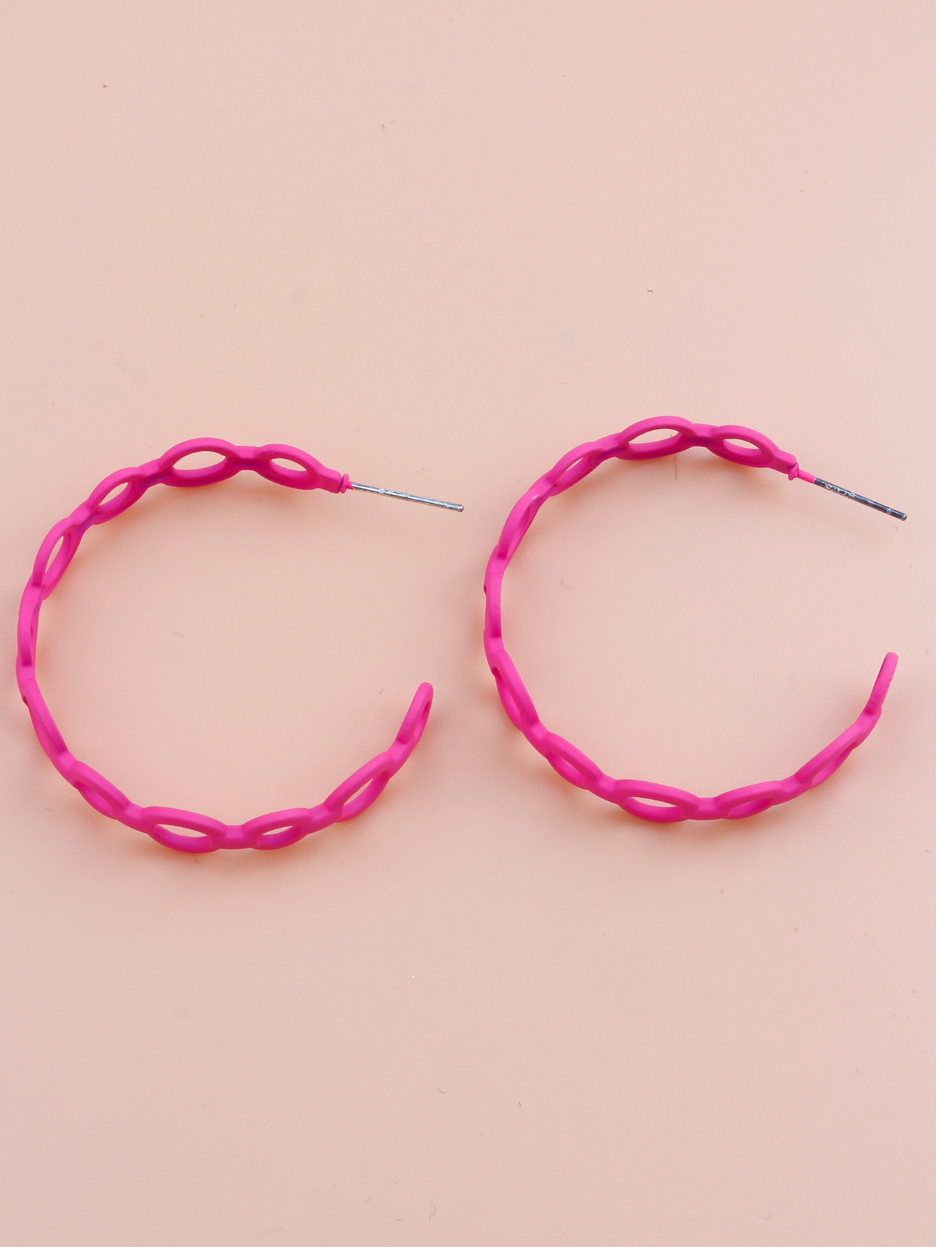 new alloy cross simple pink hollow earrings