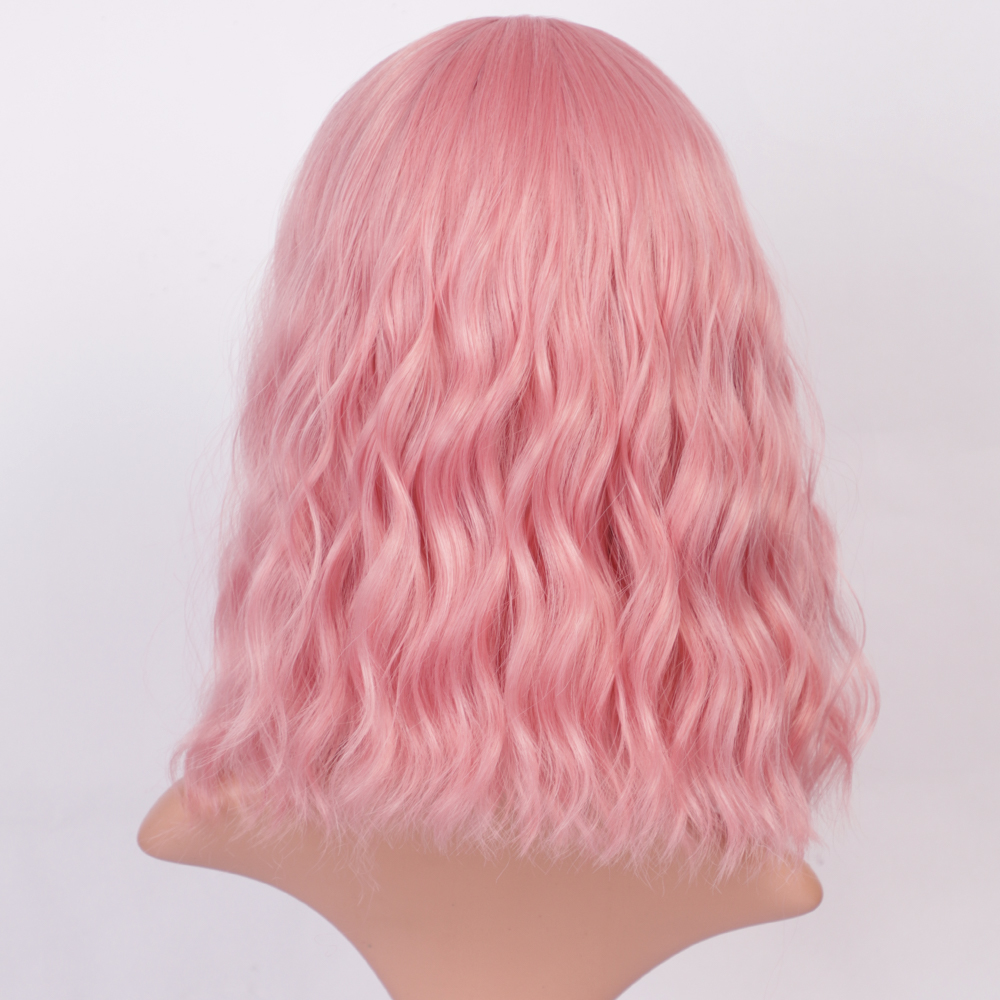 rosa kurzes lockiges Haar Wasser Welligkeit Percke Chemiefaserperckepicture9
