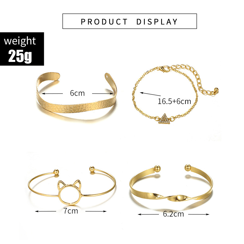 fashion wide golden glossy bracelet fourteen-piece set