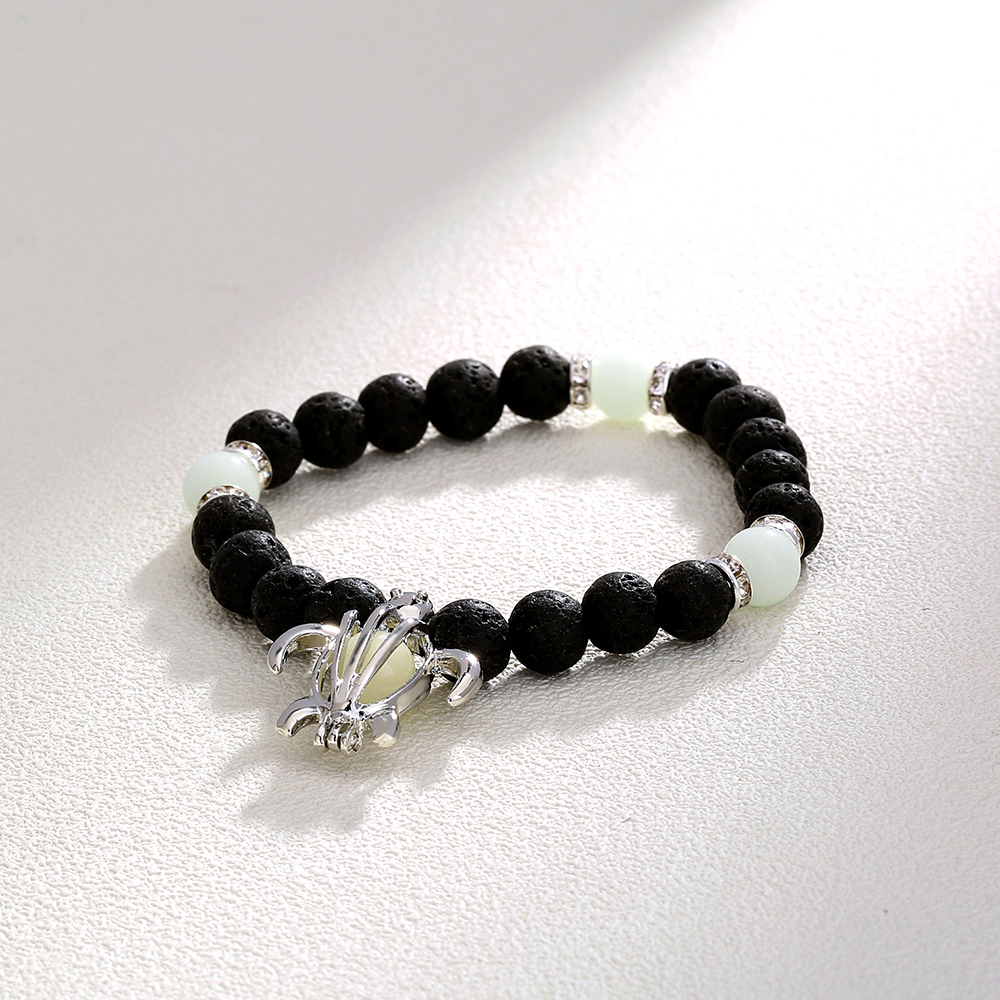 New fashion jewelry turtle pendant black volcanic beads luminous elastic alloy braceletpicture6