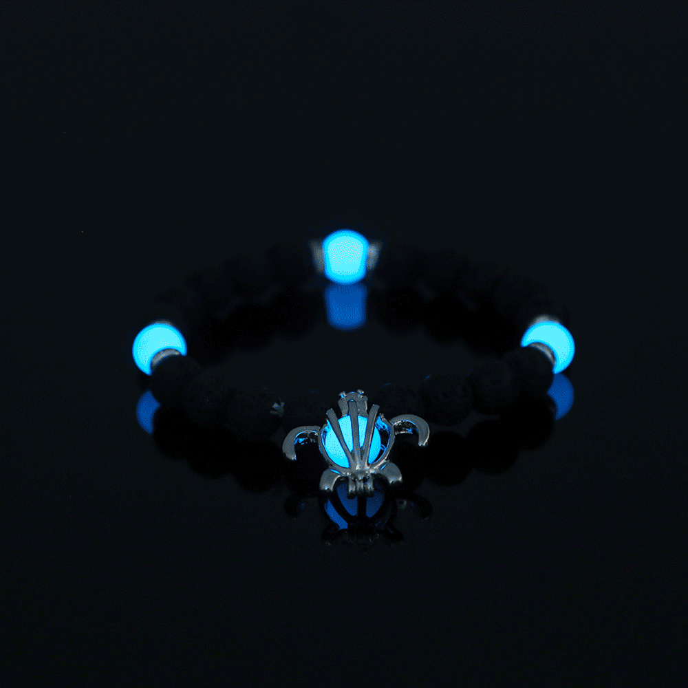 New fashion jewelry turtle pendant black volcanic beads luminous elastic alloy braceletpicture7