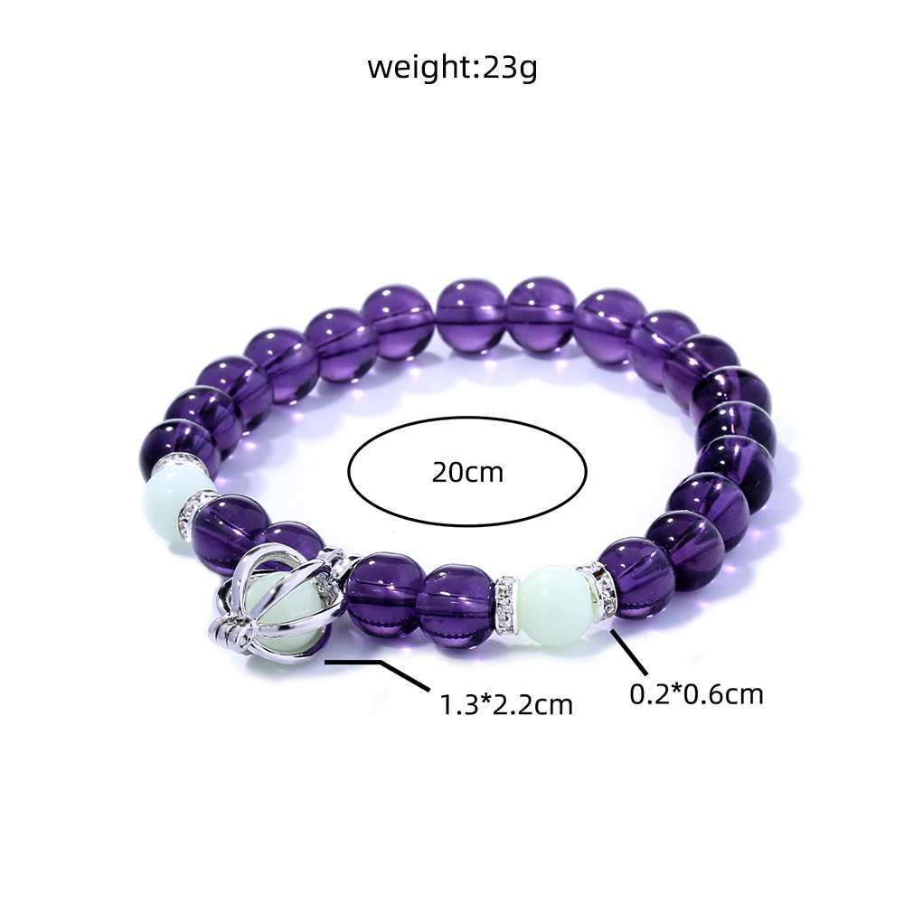 2022 new popular jewelry pumpkin element pendant beaded purple glass bluegreen luminous bead luminous elastic bracelet jewelrypicture1