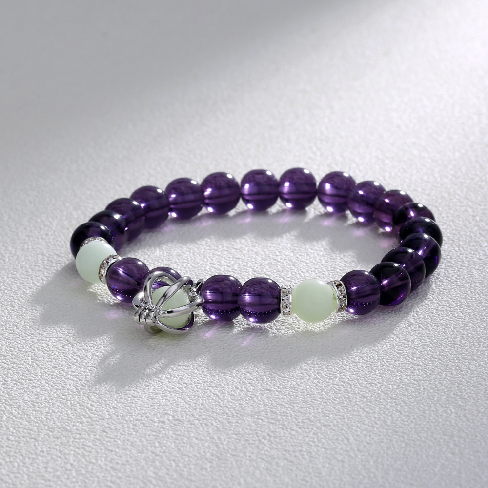 2022 new popular jewelry pumpkin element pendant beaded purple glass bluegreen luminous bead luminous elastic bracelet jewelrypicture2
