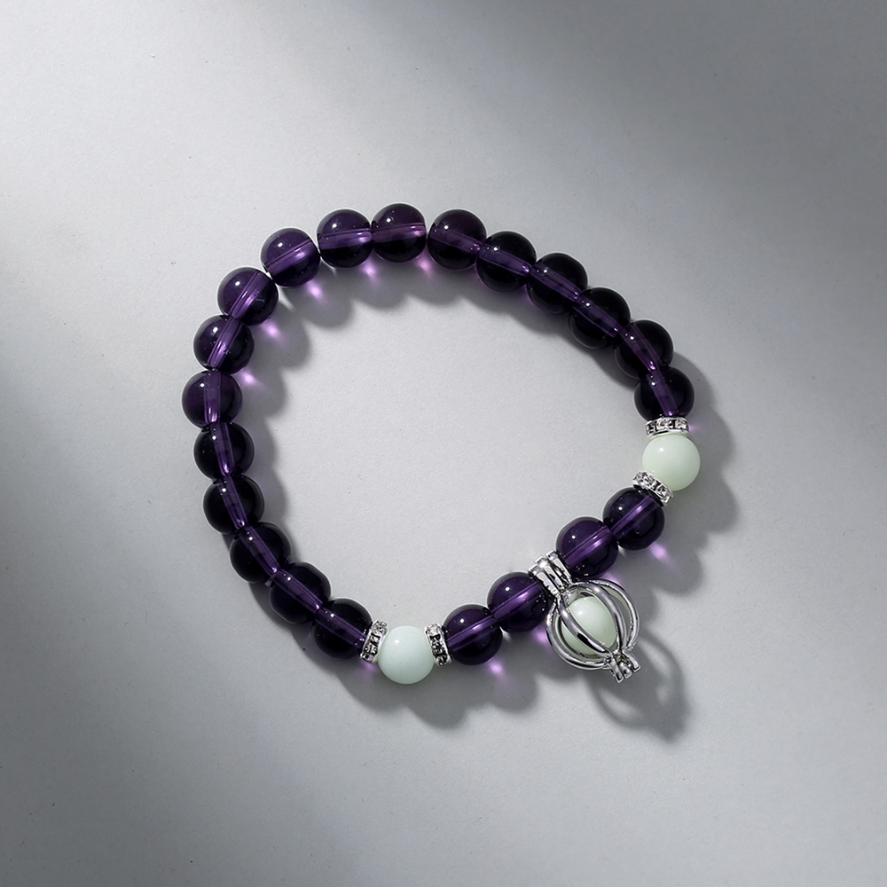 2022 new popular jewelry pumpkin element pendant beaded purple glass bluegreen luminous bead luminous elastic bracelet jewelrypicture3