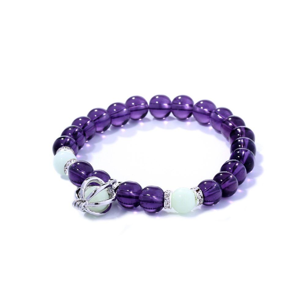 2022 new popular jewelry pumpkin element pendant beaded purple glass bluegreen luminous bead luminous elastic bracelet jewelrypicture4