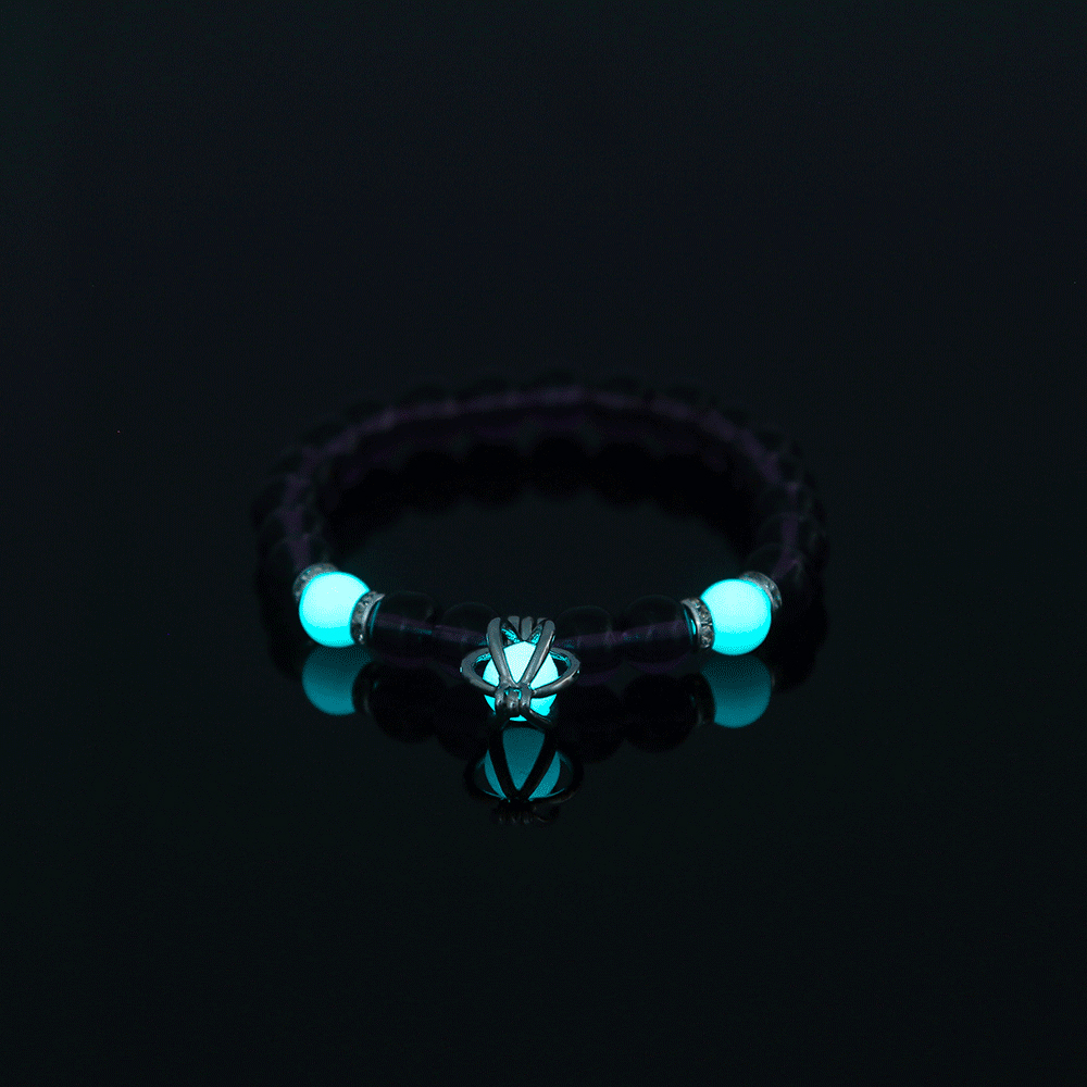 2022 new popular jewelry pumpkin element pendant beaded purple glass bluegreen luminous bead luminous elastic bracelet jewelrypicture5