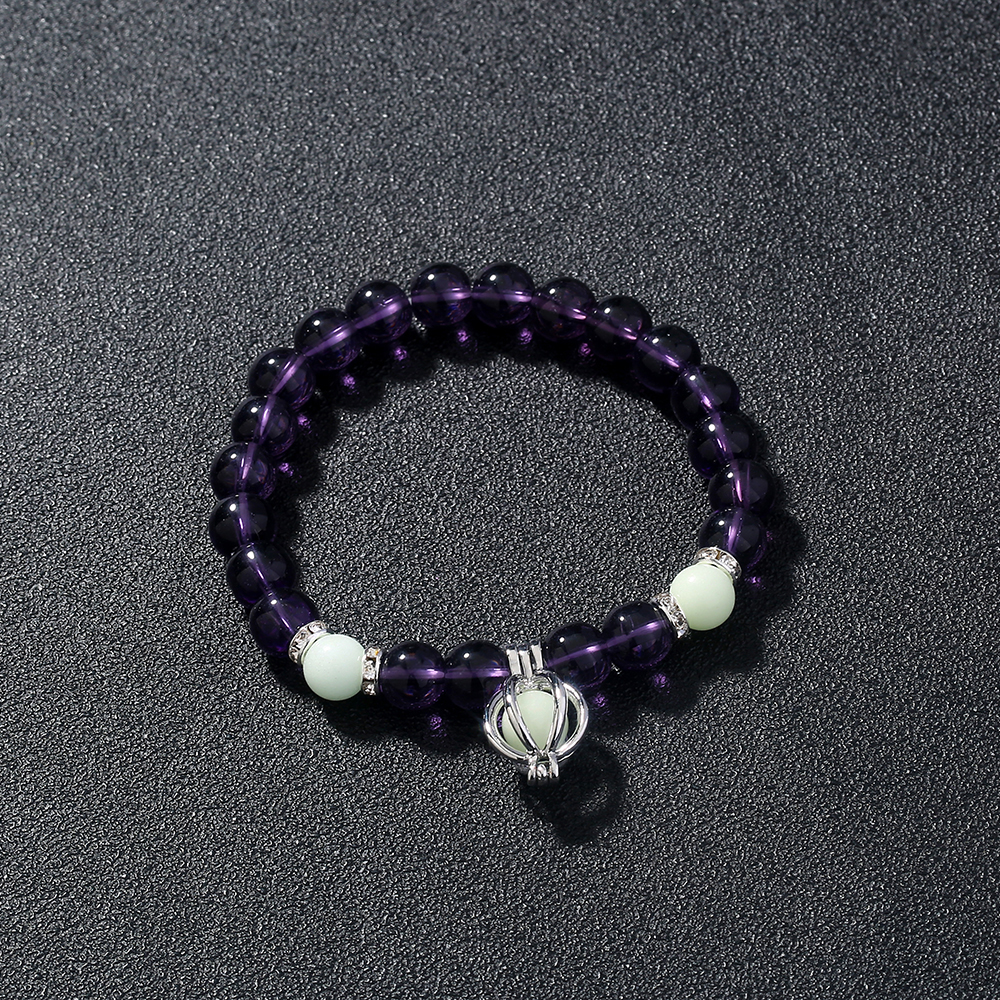 2022 new popular jewelry pumpkin element pendant beaded purple glass bluegreen luminous bead luminous elastic bracelet jewelrypicture6