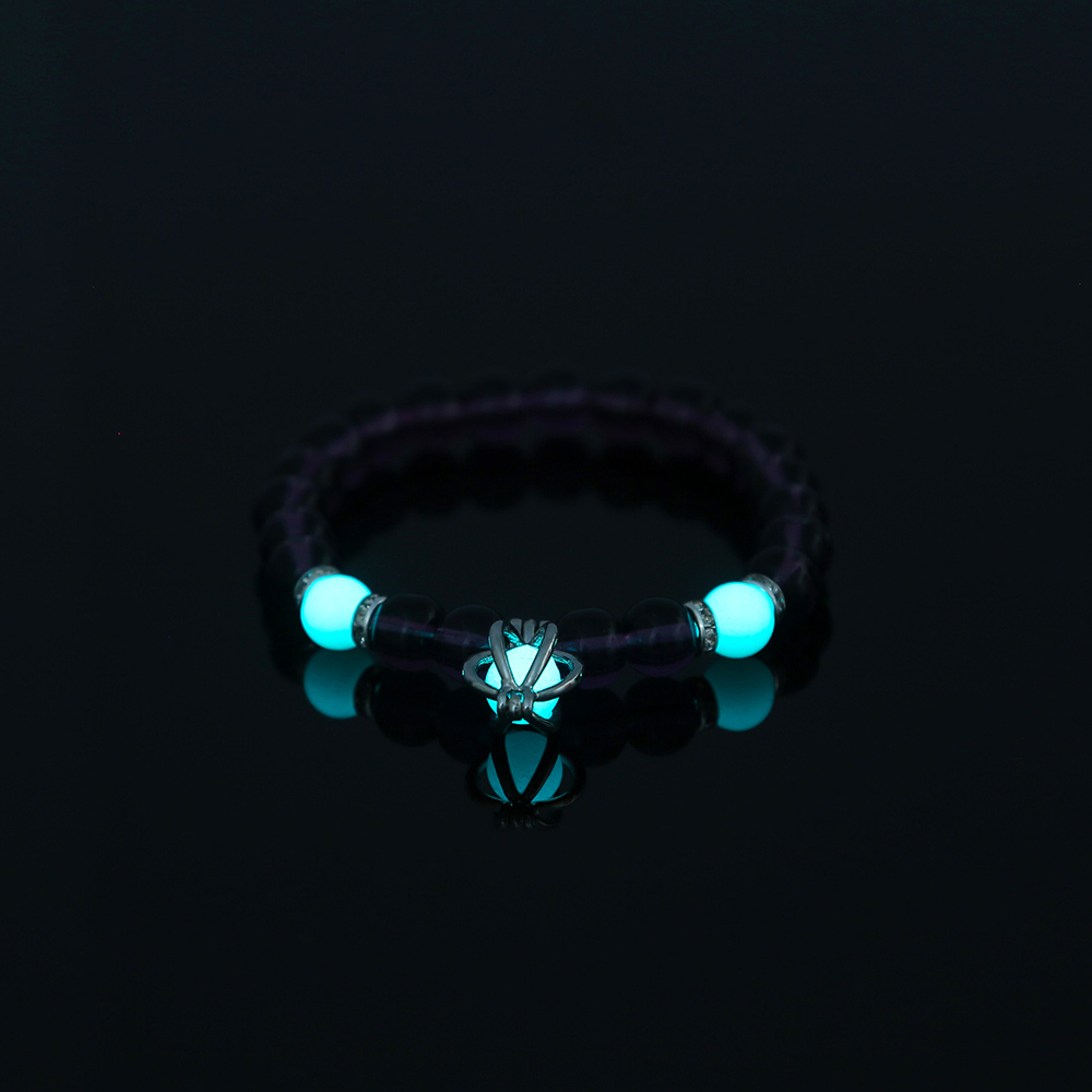 2022 new popular jewelry pumpkin element pendant beaded purple glass bluegreen luminous bead luminous elastic bracelet jewelrypicture7