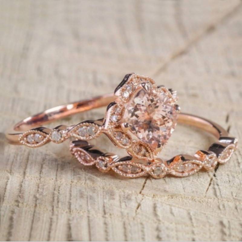 Simple 18k Rose Gold Alloy Micro-Inlaid Square Zircon Ring Engagement Ring