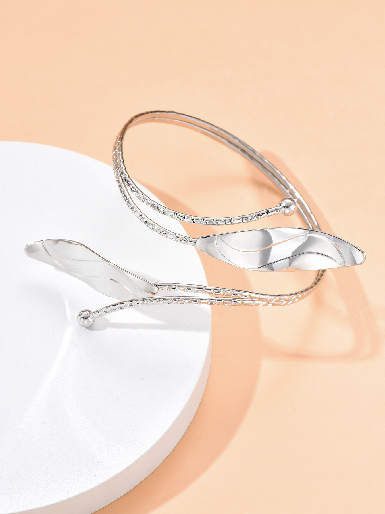 creative exaggerated leaf geometric open arm ring arm bracelet