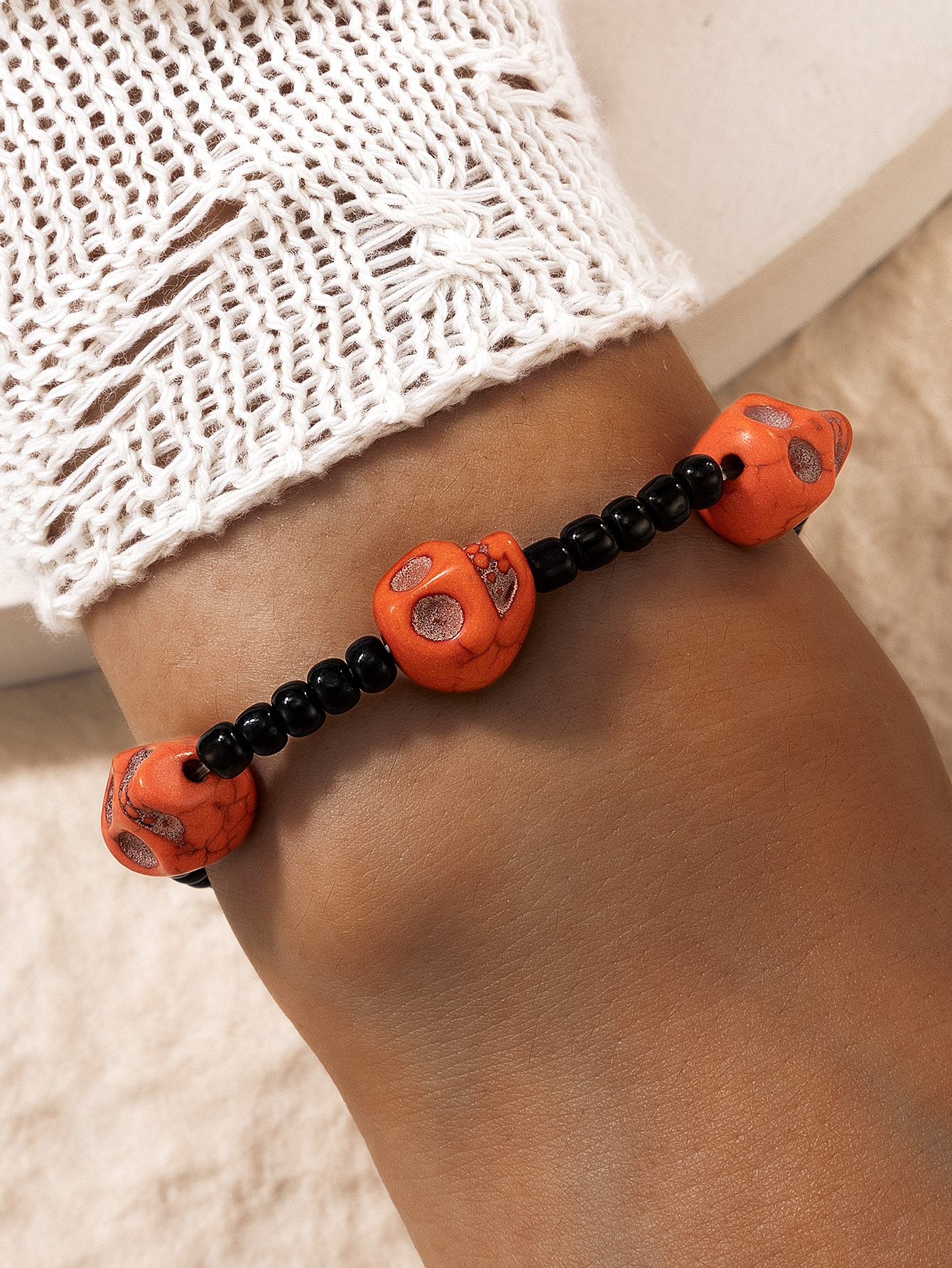 2022 new Halloween skull color beaded elastic rope bracelet