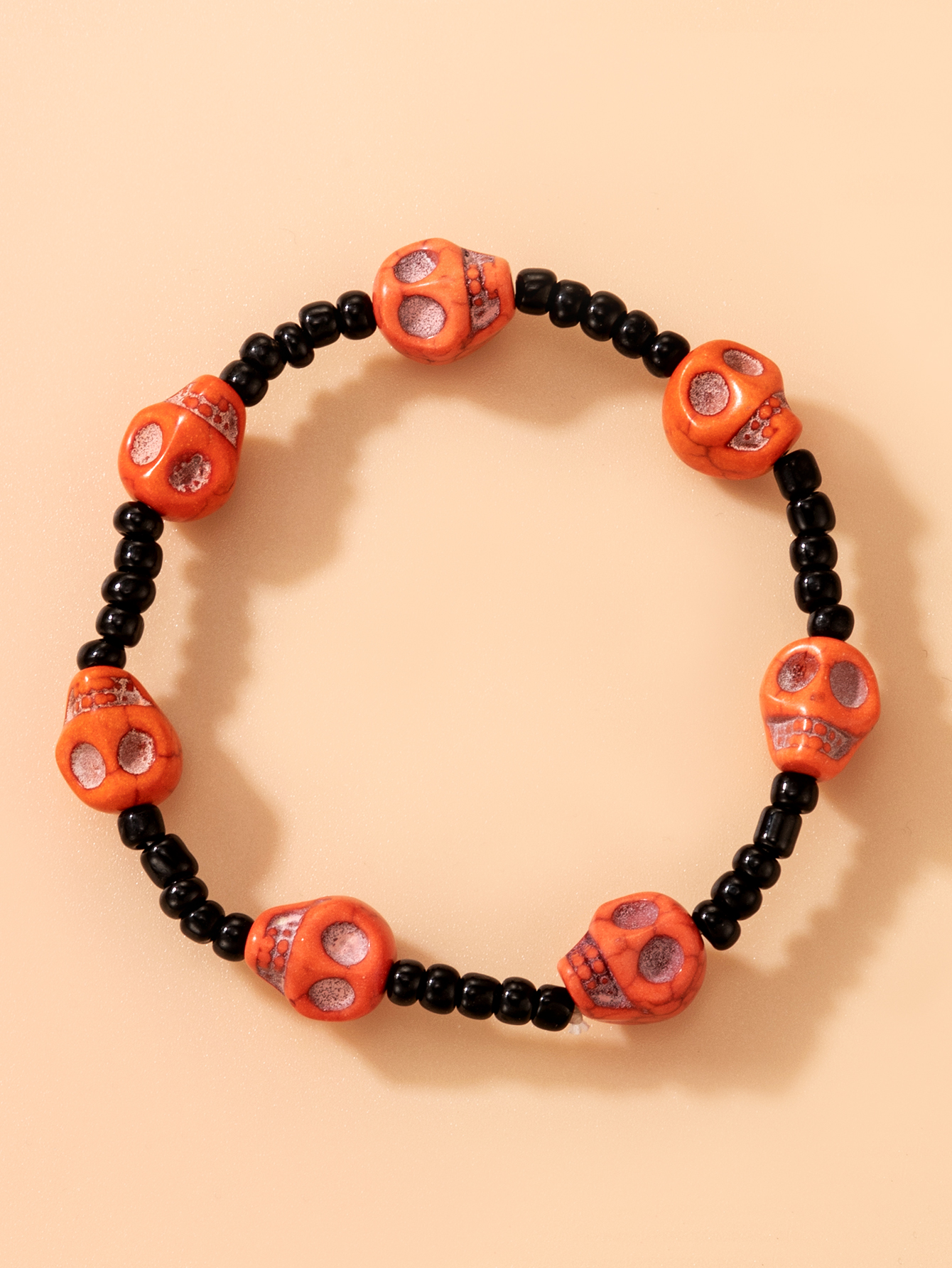 2022 new Halloween skull color beaded elastic rope bracelet