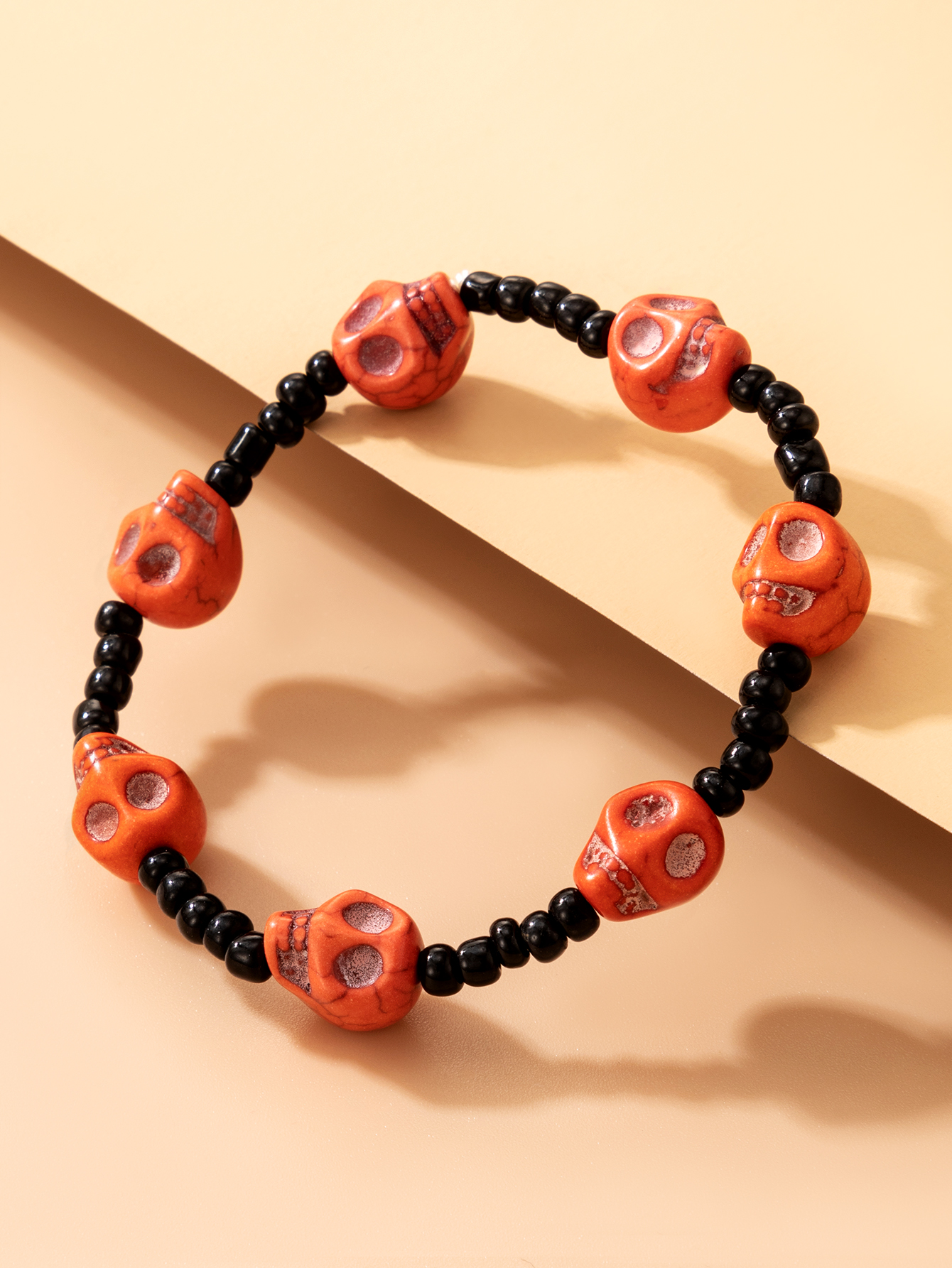 2022 new Halloween skull color beaded elastic rope bracelet