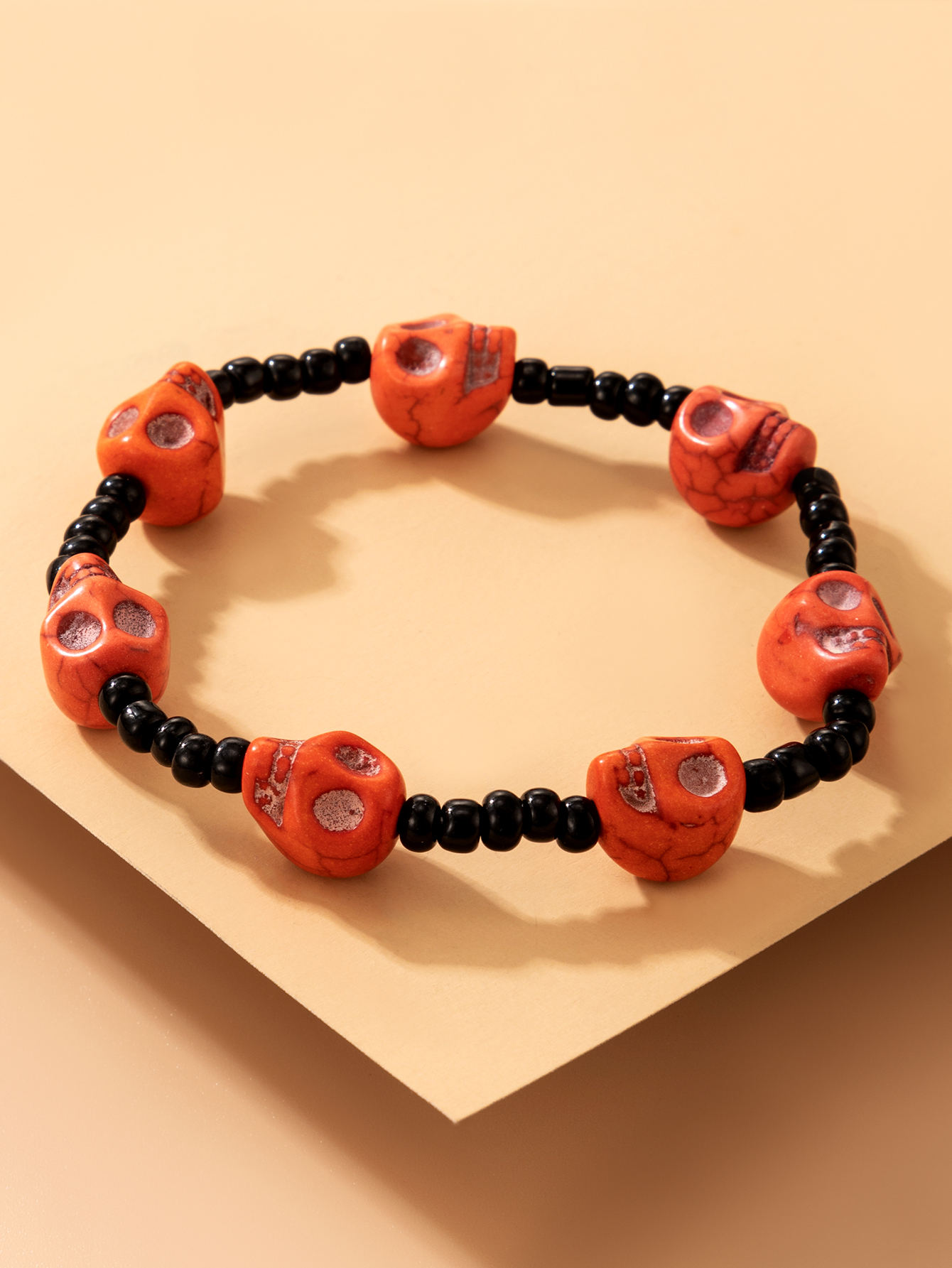 2022 new Halloween skull color beaded elastic rope bracelet