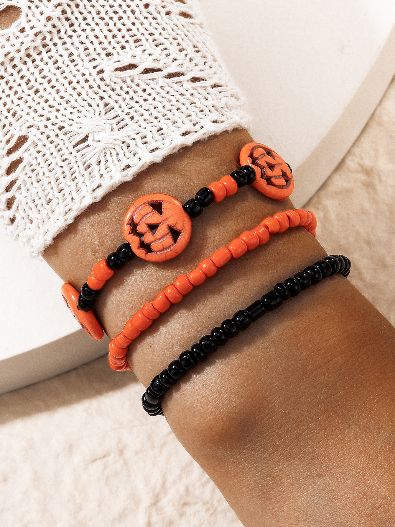 2022 new Halloween skull color beaded elastic rope bracelet