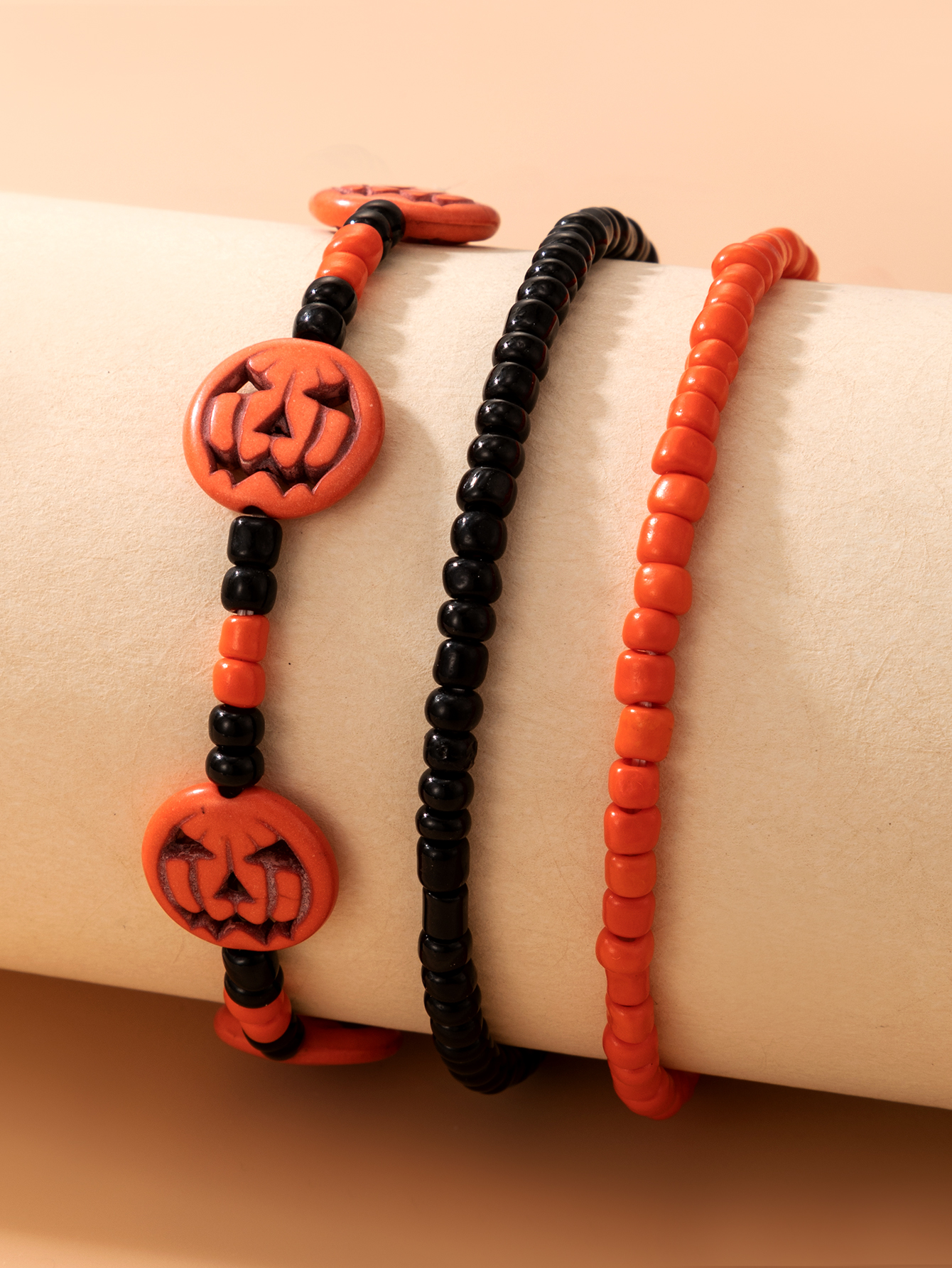 2022 new Halloween skull color beaded elastic rope bracelet