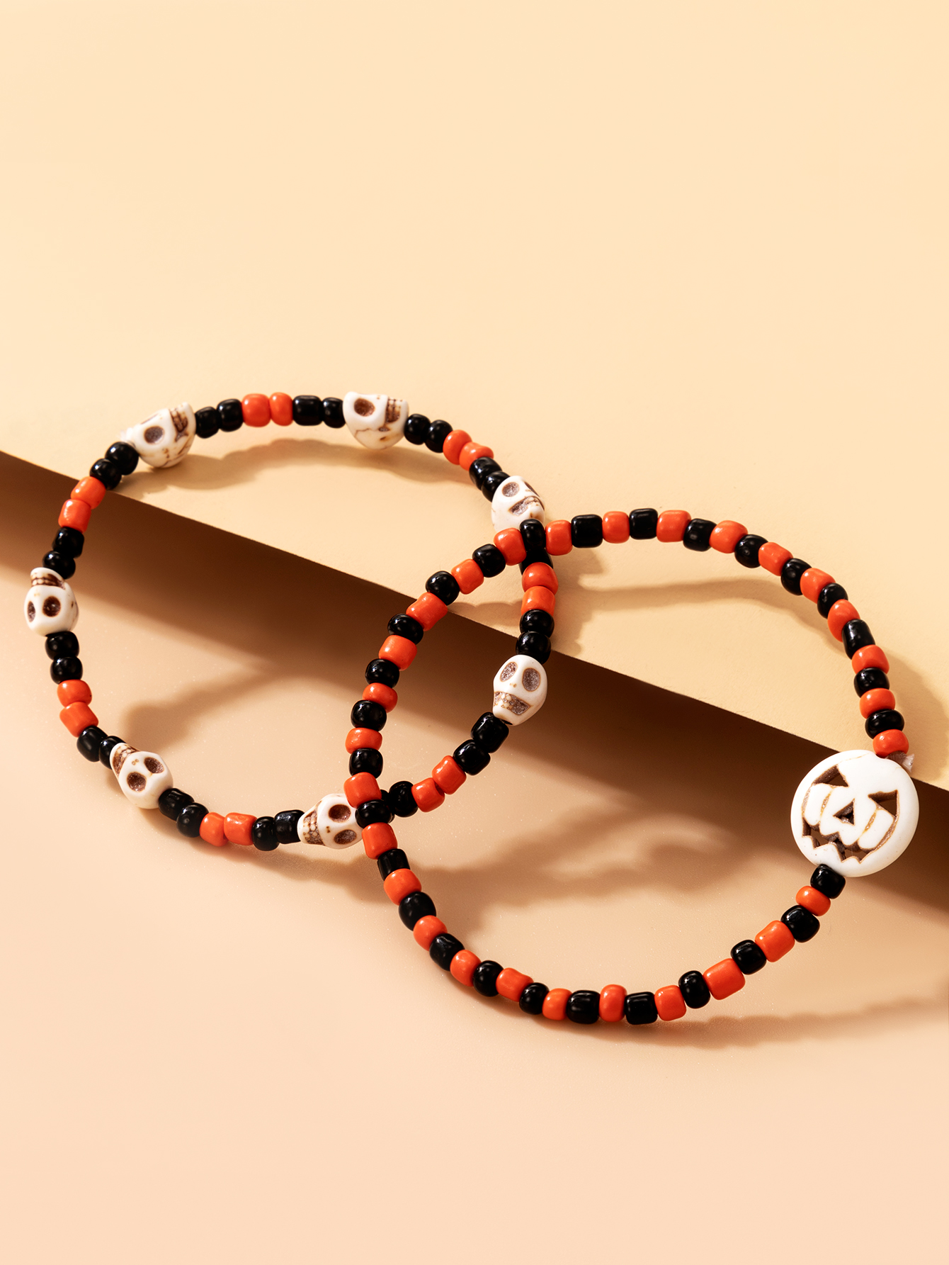 2022 new Halloween skull color beaded elastic rope bracelet