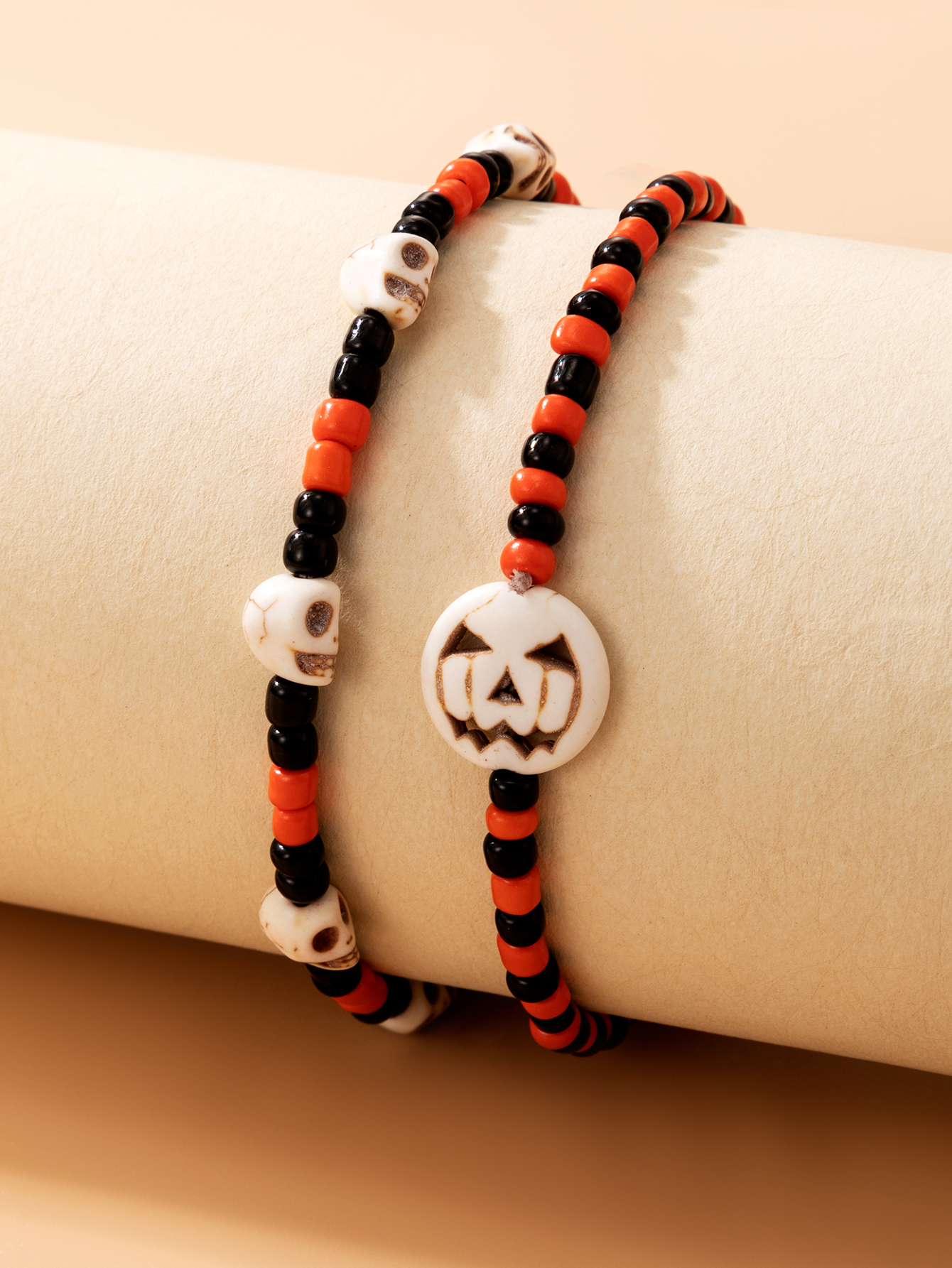 2022 new Halloween skull color beaded elastic rope bracelet