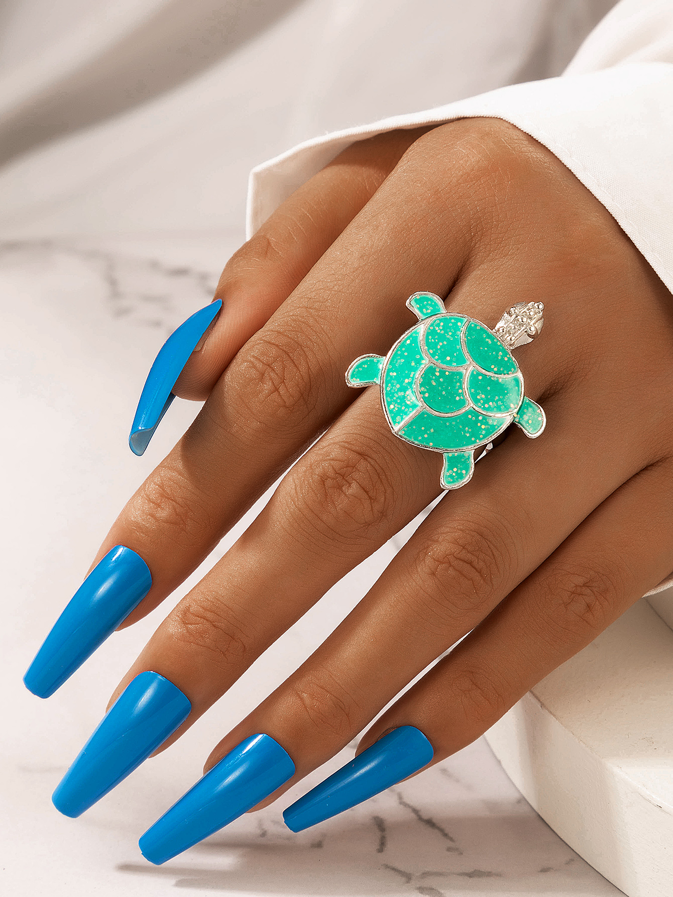 cute color dripping oil turtle animal ring