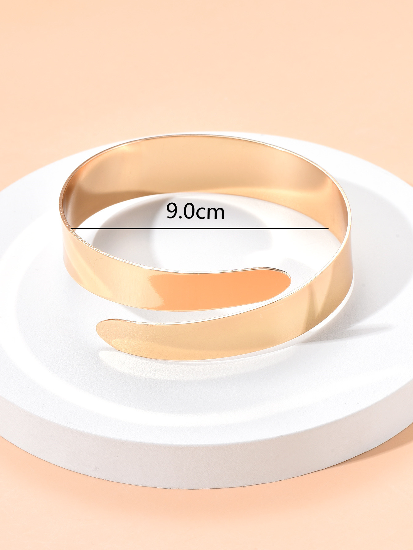 simple geometric smooth double-layer open arm ring