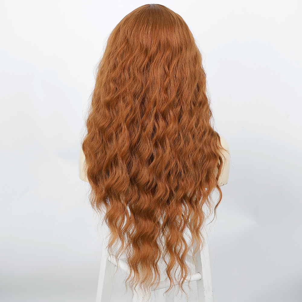 womens middle part long curly hair lace water ripple chemical fiber headgear wigspicture3