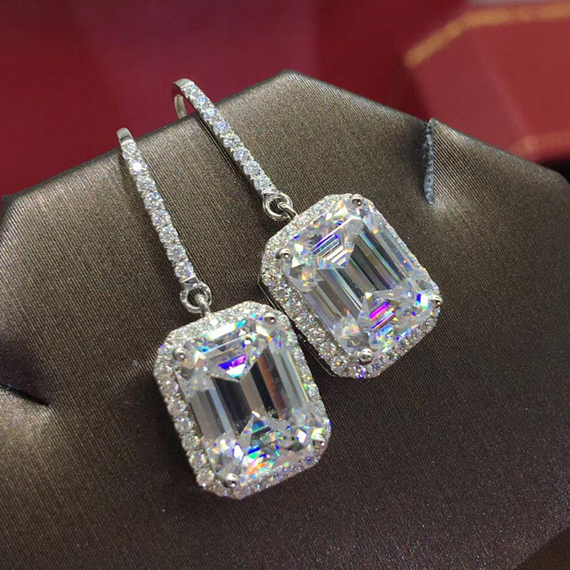 Korean simple retro alloy diamond geometric pendent earringspicture4
