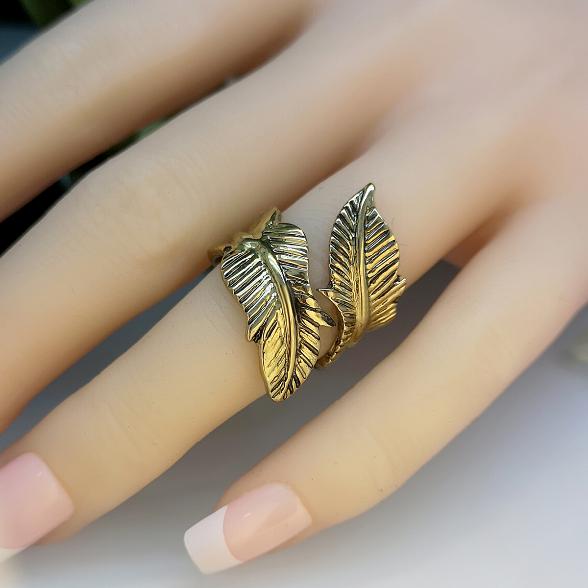 retro embossed tree leaf ring Bohemian creative leaf ring