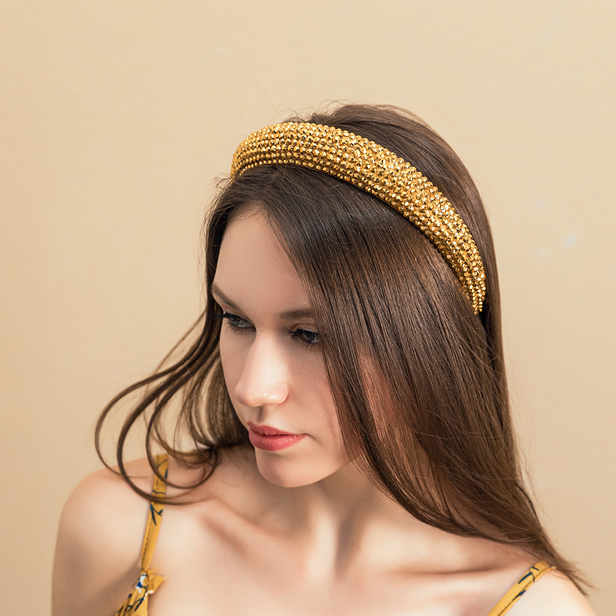 Fashion Vintage Style Sponge Gold Rhinestone Headbandpicture3