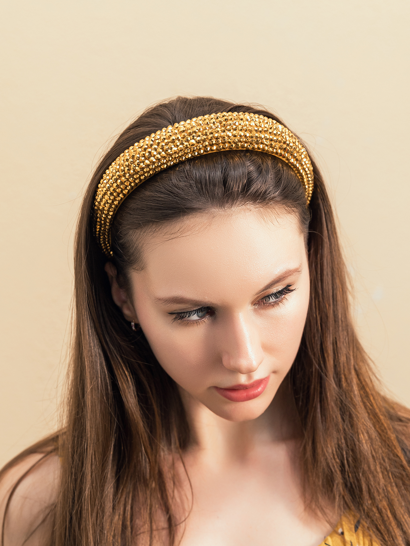 Fashion Vintage Style Sponge Gold Rhinestone Headbandpicture4