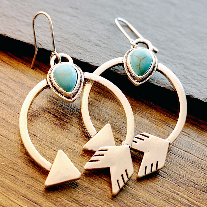 new retro turquoise earrings creative arc heart arrow bridal earrings