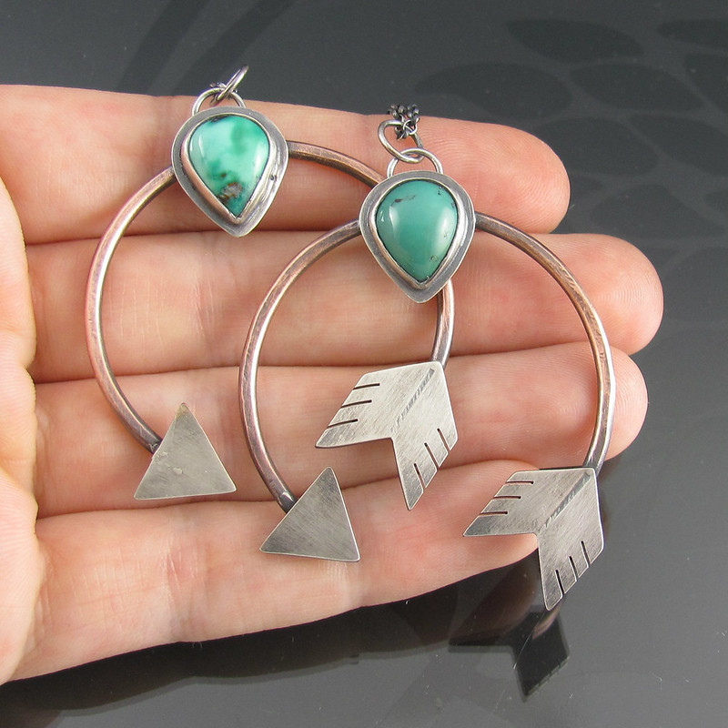 new retro turquoise earrings creative arc heart arrow bridal earrings