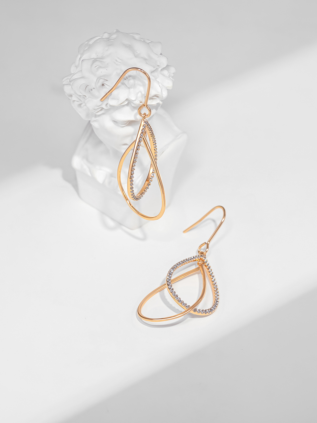 simple long water drop copper zircon earrings ear hookspicture2