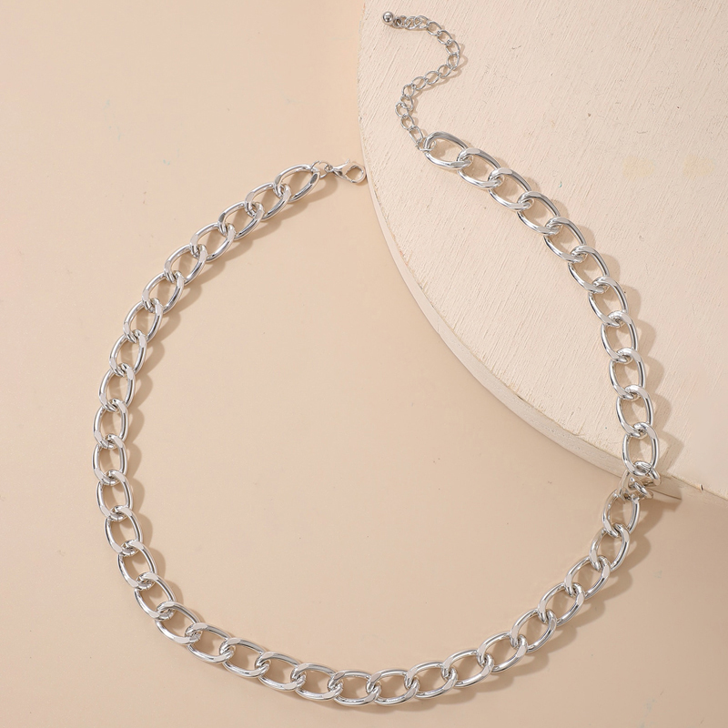 Simple Fashion Hip Hop Jewelry Alloy Silver Chain Necklace