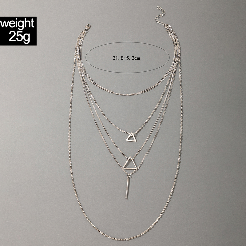 retro simple geometric hollow triangle multilayer alloy necklacepicture1