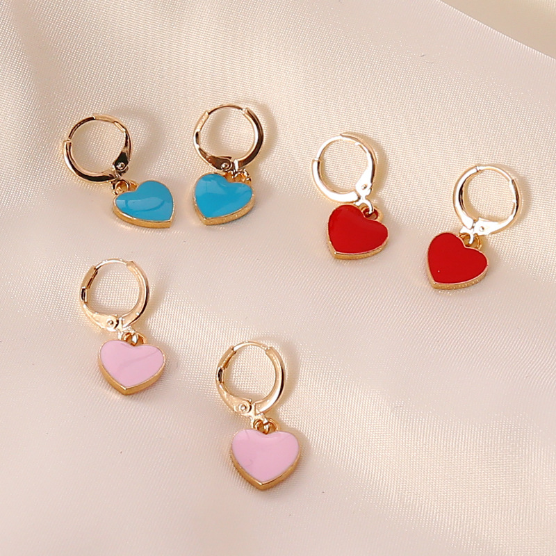 fashion multicolor oil drop heart womenu0027s fashion alloy earrings