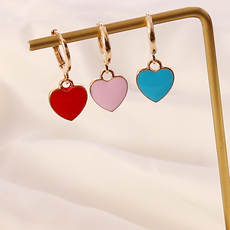 fashion multicolor oil drop heart womenu0027s fashion alloy earrings