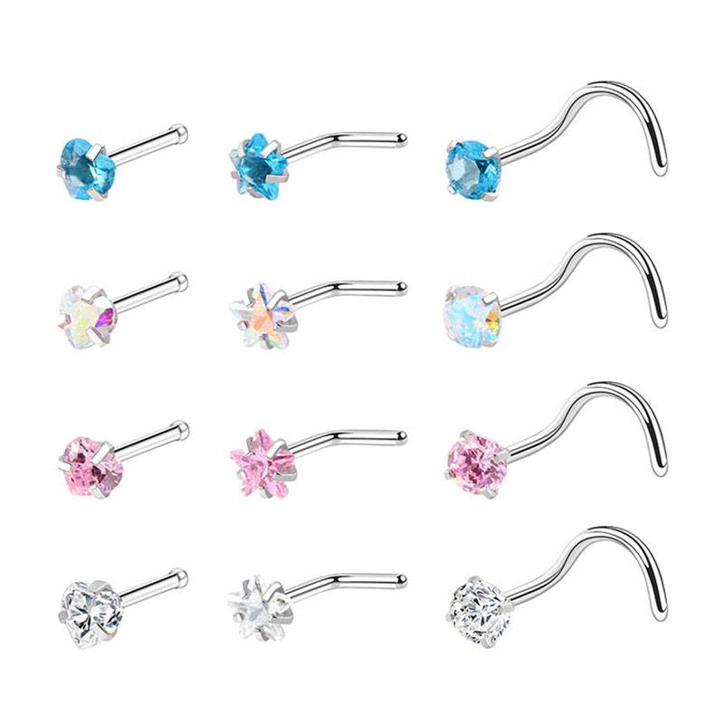 316 stainless steel nose ring multifunctional zircon nose stud earrings