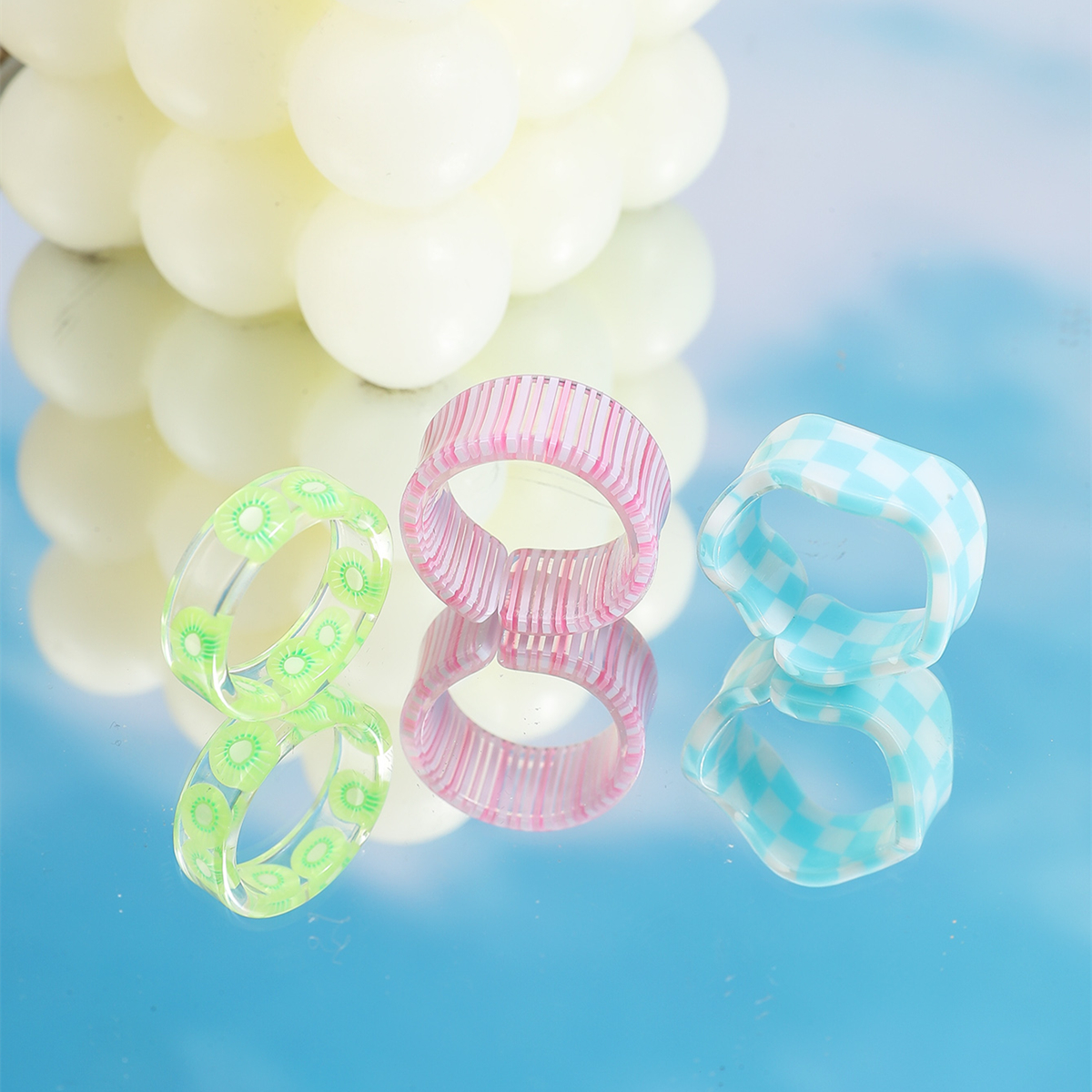 2022 Cross-border European and American New Resin Transparent Fruit Ring Women