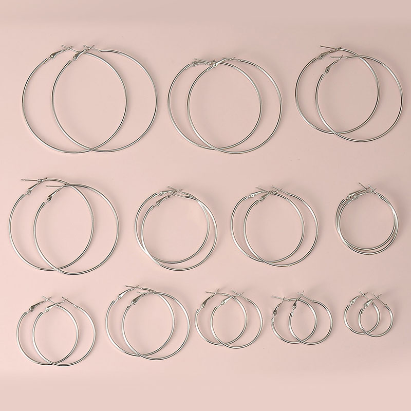 fashion large small hoop earrings 12 pairs set