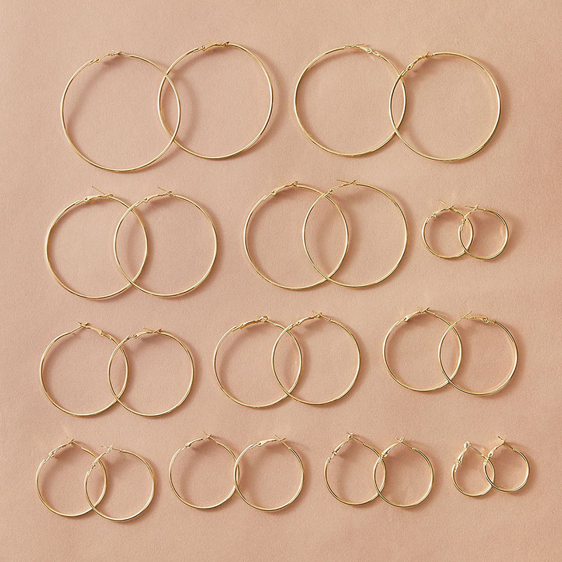 fashion large small hoop earrings 12 pairs set