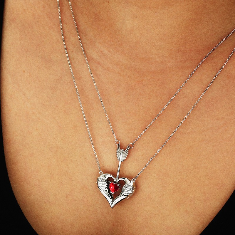 Fashion Arrow Piercing Heart Pendant Multilayer Necklace