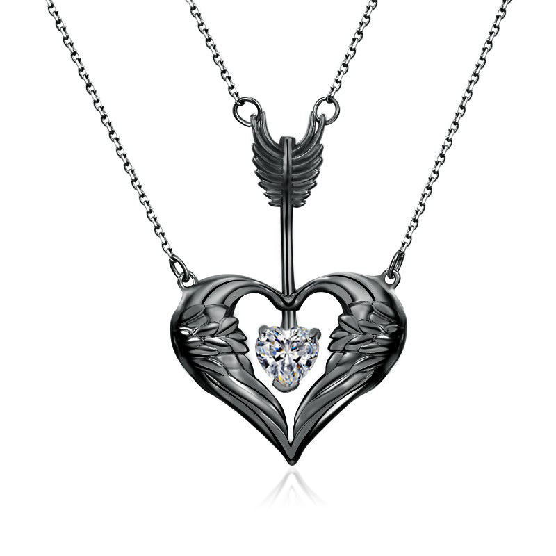 Fashion Arrow Piercing Heart Pendant Multilayer Necklace