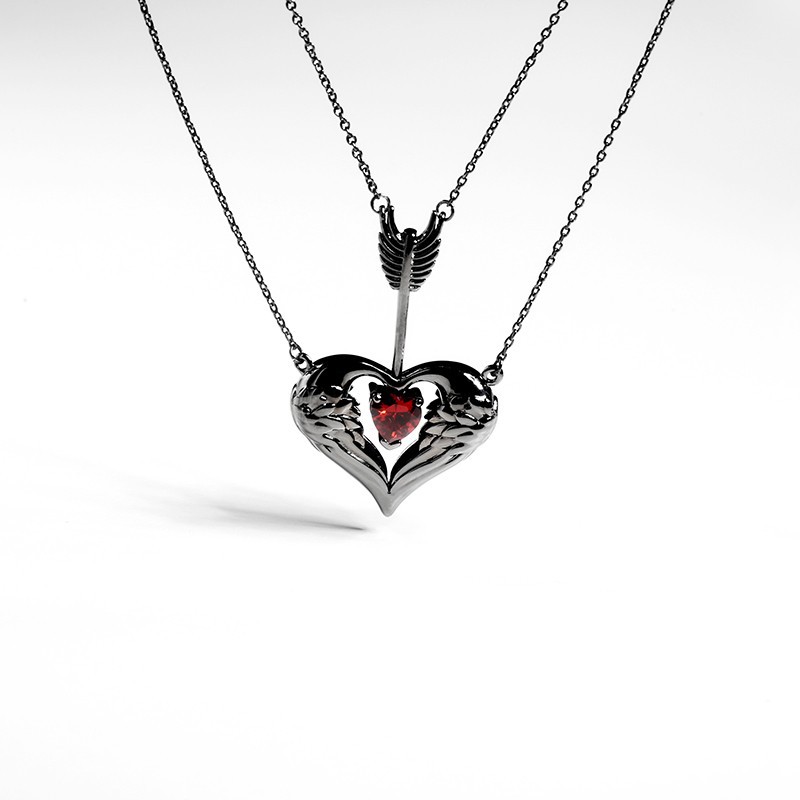 Fashion Arrow Piercing Heart Pendant Multilayer Necklace