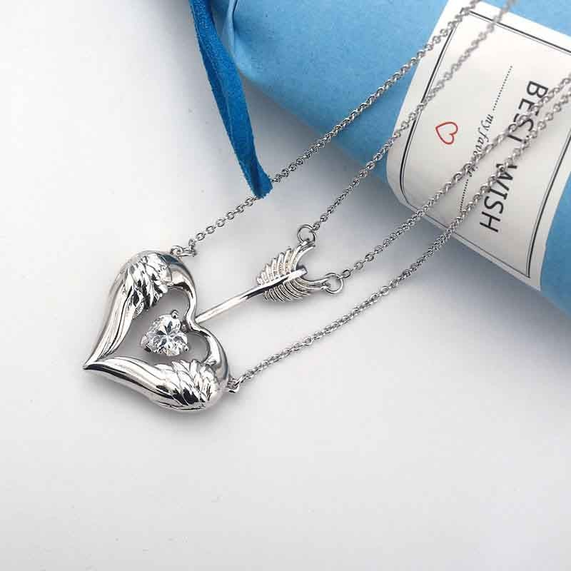 Fashion Arrow Piercing Heart Pendant Multilayer Necklace