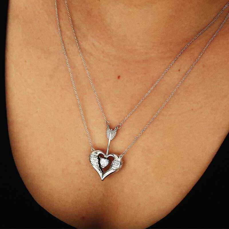 Fashion Arrow Piercing Heart Pendant Multilayer Necklace