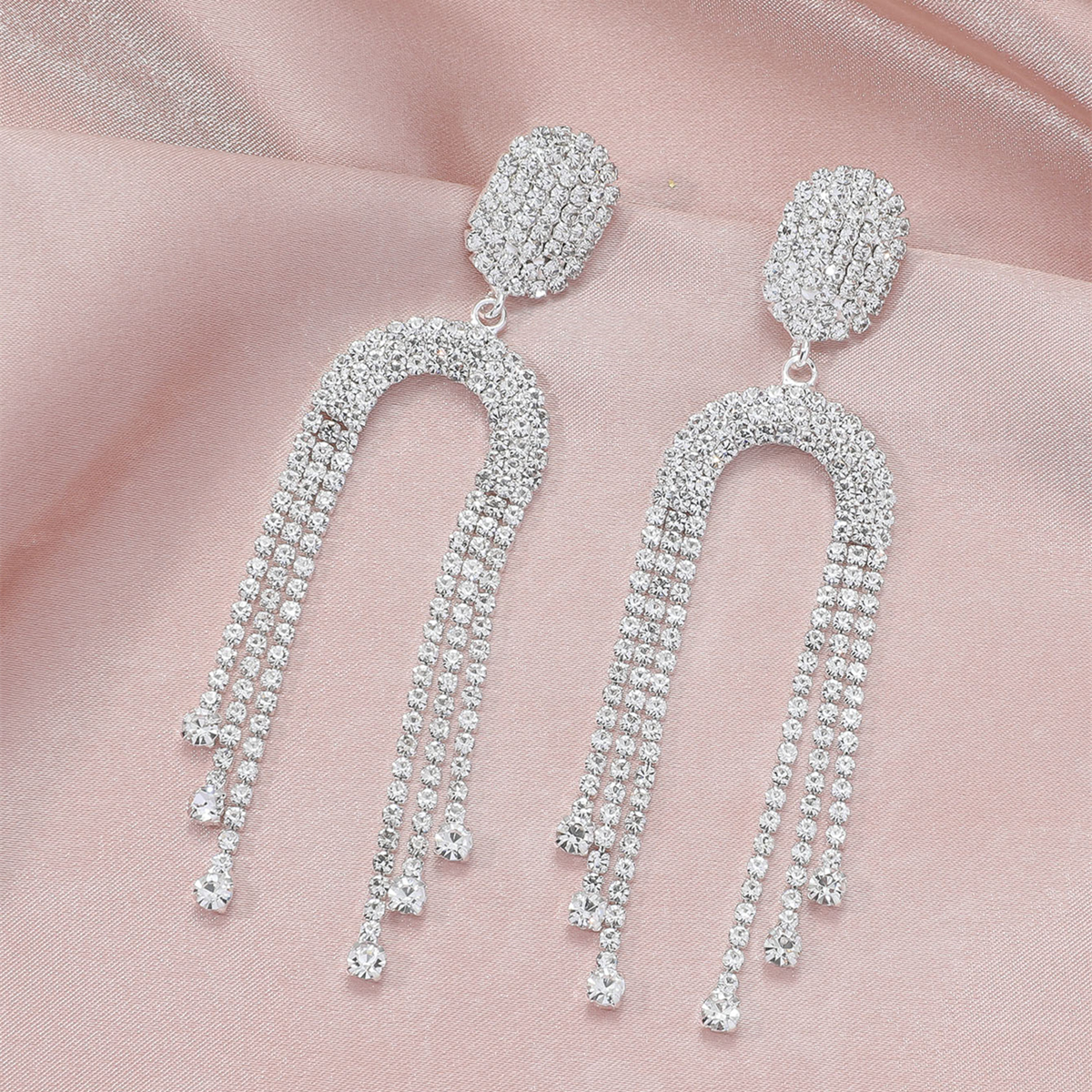 Fashion allmatch sparkling tassel crystal earrings Europe and the United States hot selling long earringspicture2
